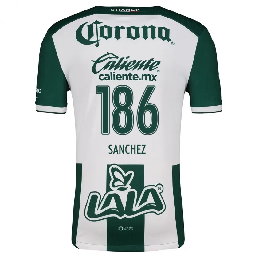 Danxen Enfant Maillot David Sánchez #186 Vert Blanc Tenues Domicile 2024/25 T-Shirt