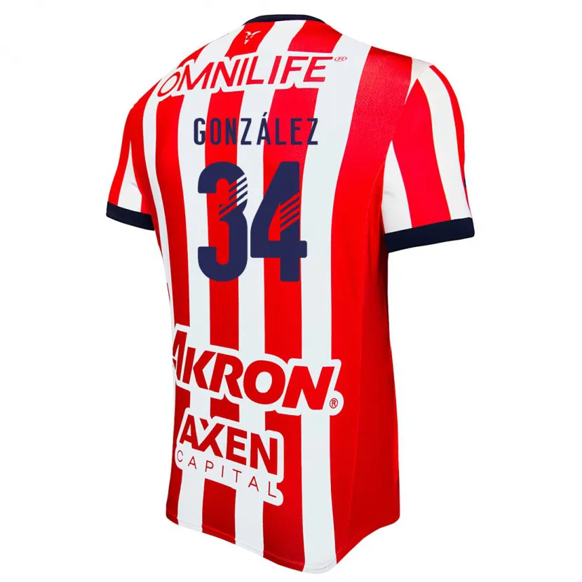 Danxen Enfant Maillot Armando González #34 Rouge Blanc Bleu Tenues Domicile 2024/25 T-Shirt