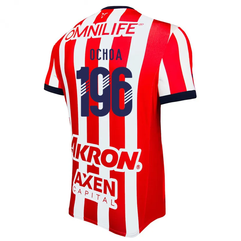 Danxen Enfant Maillot Eduardo Ochoa #196 Rouge Blanc Bleu Tenues Domicile 2024/25 T-Shirt