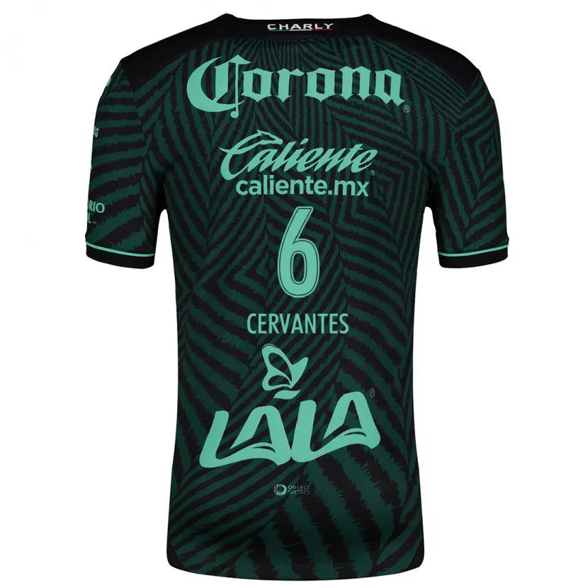 Danxen Enfant Maillot Alan Cervantes #6 Vert Noir Tenues Extérieur 2024/25 T-Shirt