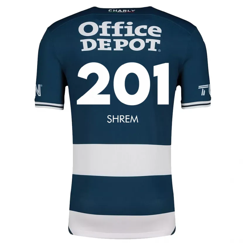 Danxen Homme Maillot David Shrem #201 Bleu Blanc Tenues Domicile 2024/25 T-Shirt