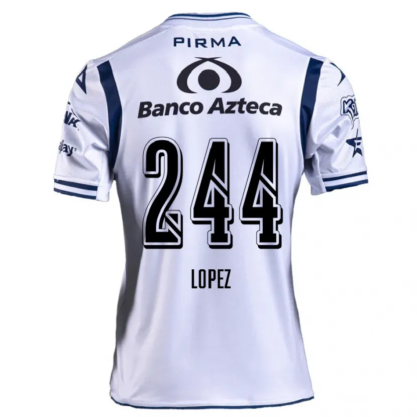 Danxen Homme Maillot Daniel López #244 Blanc Bleu Marine Tenues Domicile 2024/25 T-Shirt