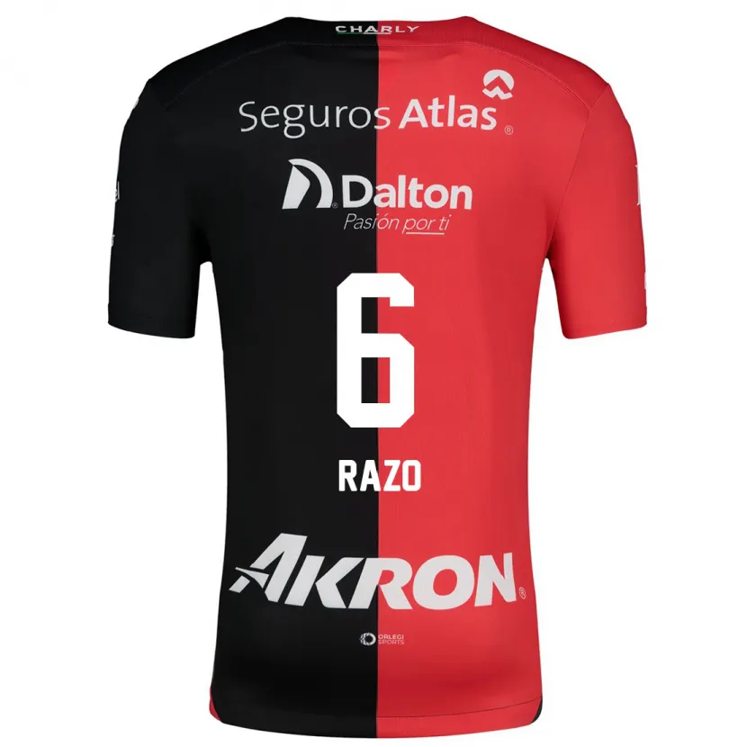 Danxen Homme Maillot Valeria Razo #6 Rouge Noir Tenues Domicile 2024/25 T-Shirt