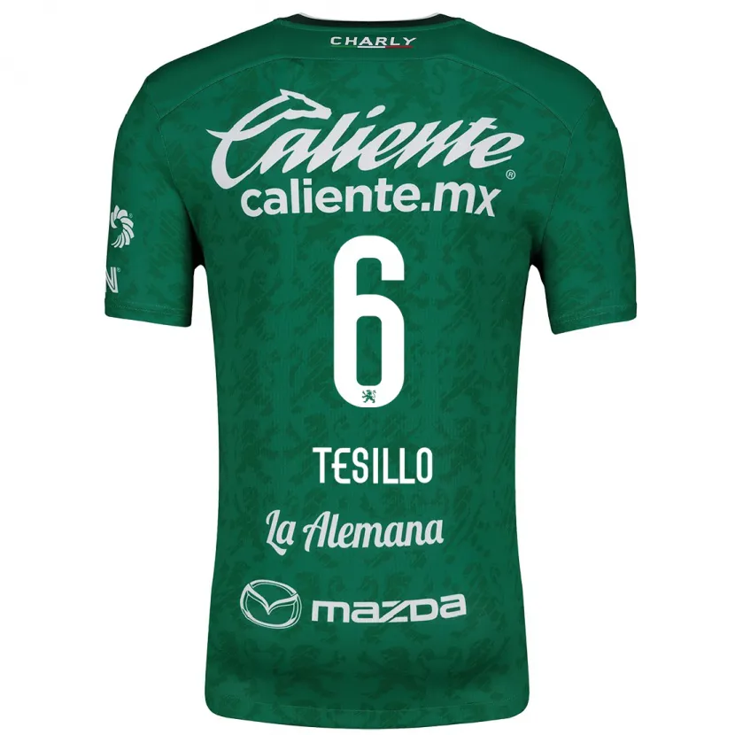 Danxen Homme Maillot William Tesillo #6 Vert Blanc Tenues Domicile 2024/25 T-Shirt