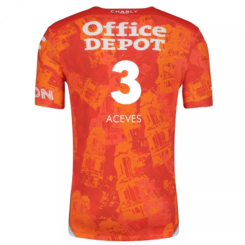 Danxen Homme Maillot Alonso Aceves #3 Orange White Tenues Extérieur 2024/25 T-Shirt