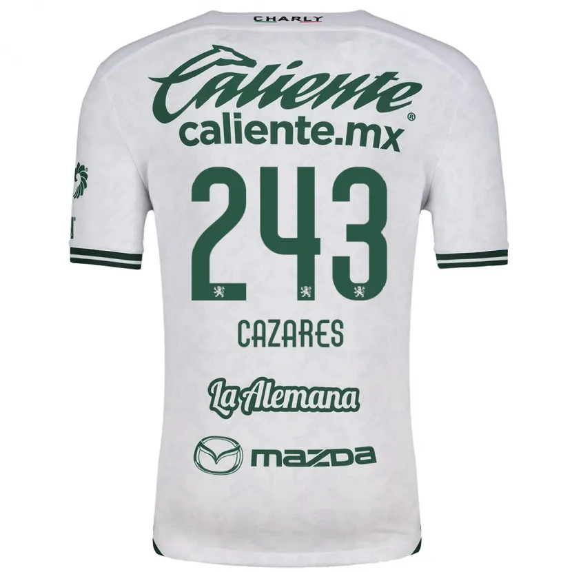 Danxen Homme Maillot Juan Cázares #243 Blanc Vert Tenues Extérieur 2024/25 T-Shirt