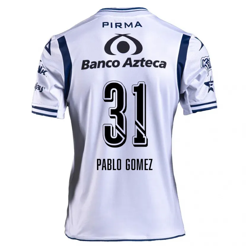 Danxen Femme Maillot Juan Pablo Gómez #31 Blanc Bleu Marine Tenues Domicile 2024/25 T-Shirt