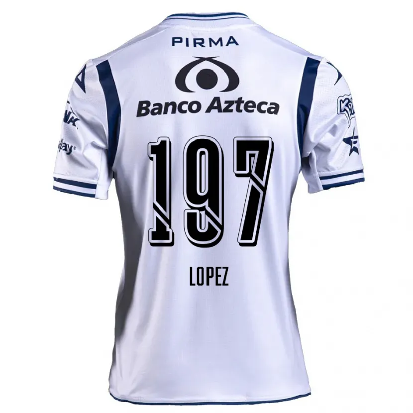 Danxen Femme Maillot Sebastián López #197 Blanc Bleu Marine Tenues Domicile 2024/25 T-Shirt