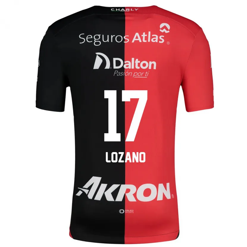 Danxen Femme Maillot José Lozano #17 Rouge Noir Tenues Domicile 2024/25 T-Shirt