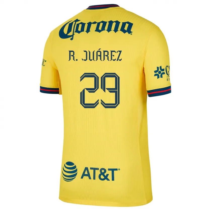 Danxen Femme Maillot Ramón Juárez #29 Jaune Bleu Tenues Domicile 2024/25 T-Shirt