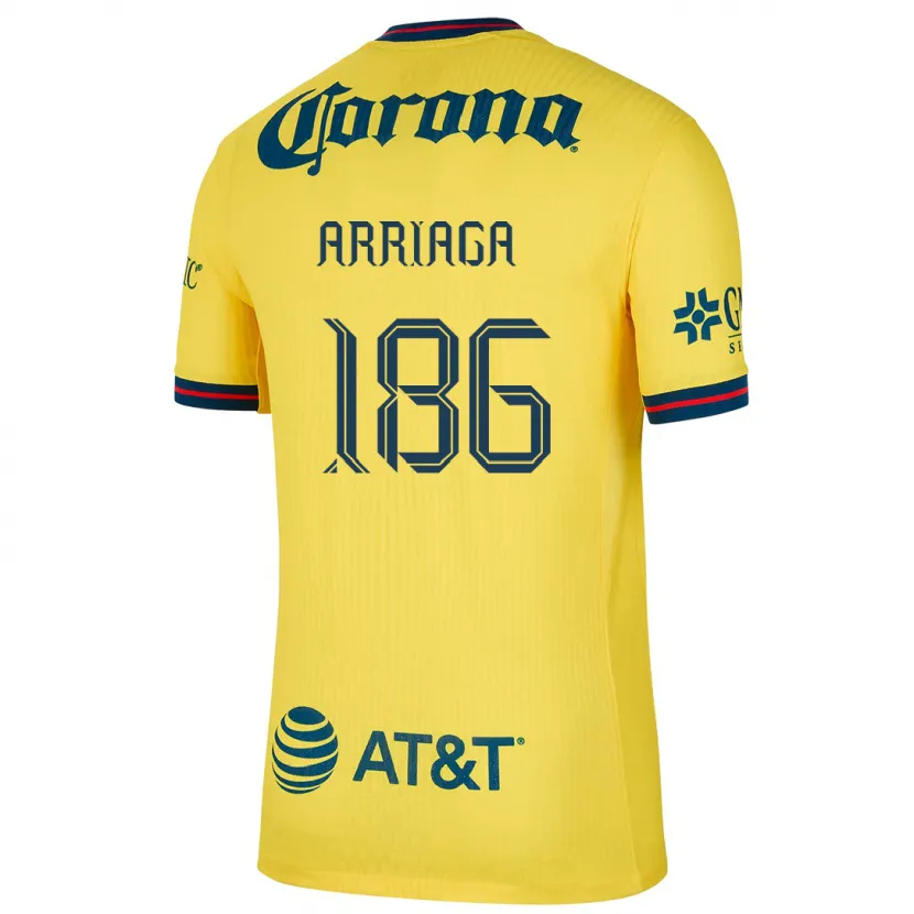Danxen Femme Maillot Diego Arriaga #186 Jaune Bleu Tenues Domicile 2024/25 T-Shirt