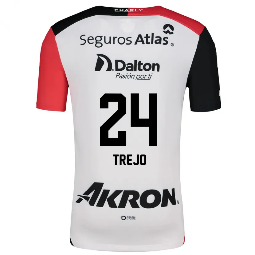 Danxen Femme Maillot Christopher Trejo #24 Blanc Rouge Noir Tenues Extérieur 2024/25 T-Shirt