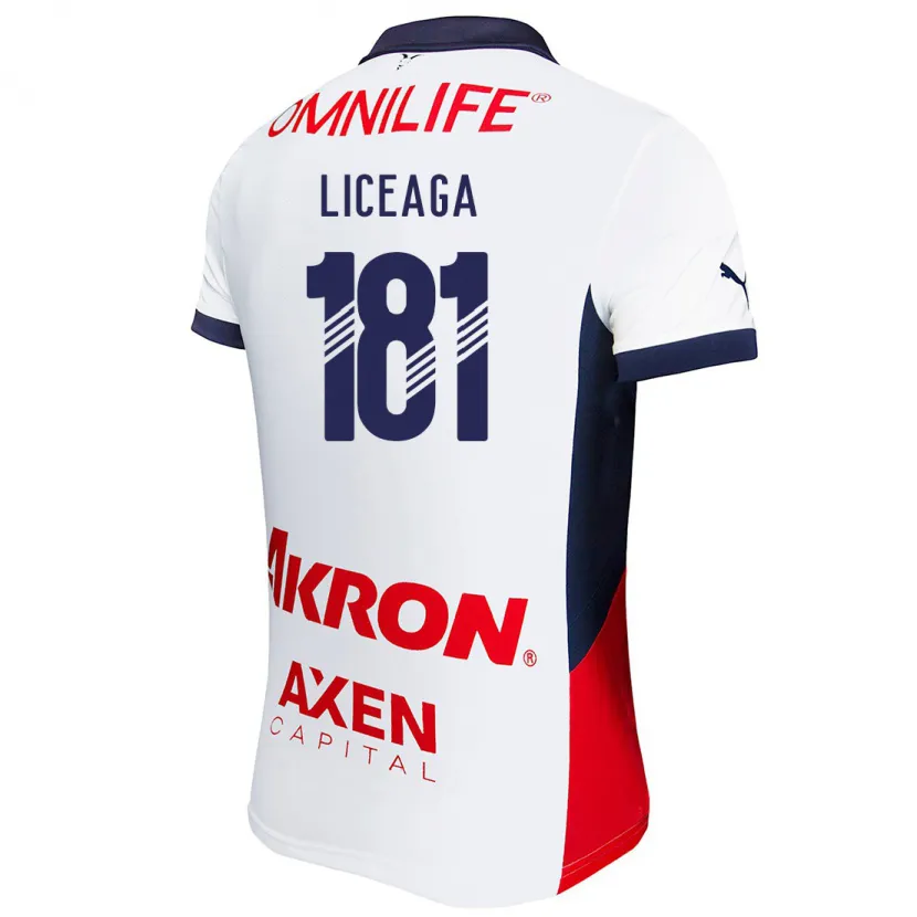 Danxen Femme Maillot Sebastián Liceaga #181 Blanc Rouge Bleu Tenues Extérieur 2024/25 T-Shirt