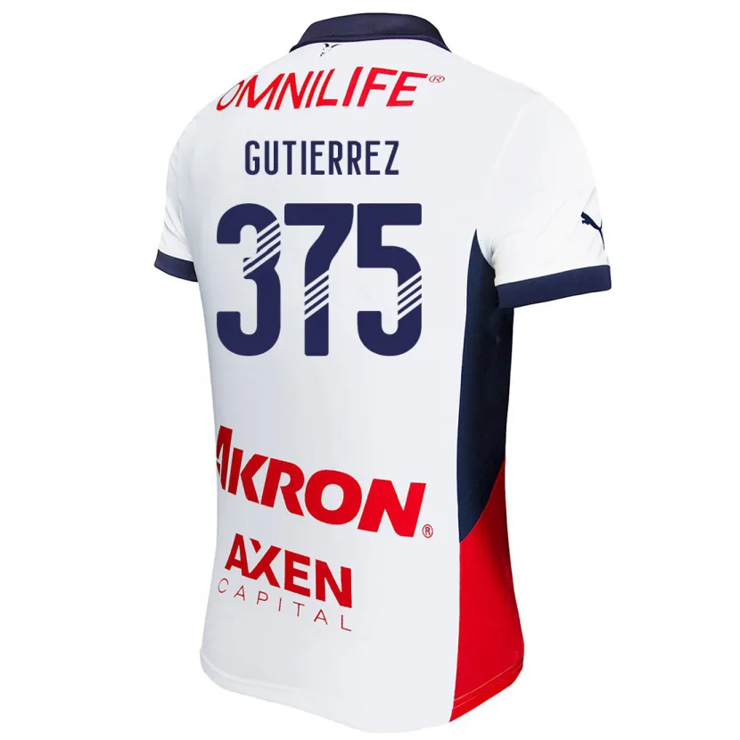 Danxen Femme Maillot Gerson Gutiérrez #375 Blanc Rouge Bleu Tenues Extérieur 2024/25 T-Shirt