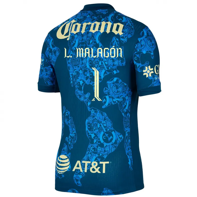 Danxen Femme Maillot Luis Malagón #1 Bleu Jaune Tenues Extérieur 2024/25 T-Shirt
