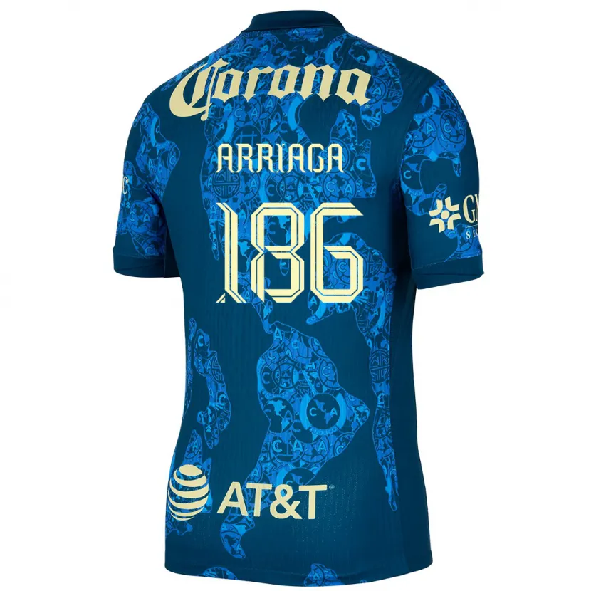 Danxen Femme Maillot Diego Arriaga #186 Bleu Jaune Tenues Extérieur 2024/25 T-Shirt