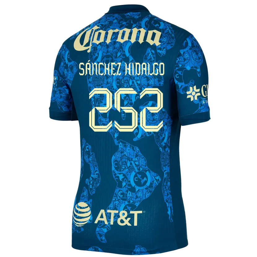 Danxen Femme Maillot Horacio Sánchez Hidalgo #252 Bleu Jaune Tenues Extérieur 2024/25 T-Shirt