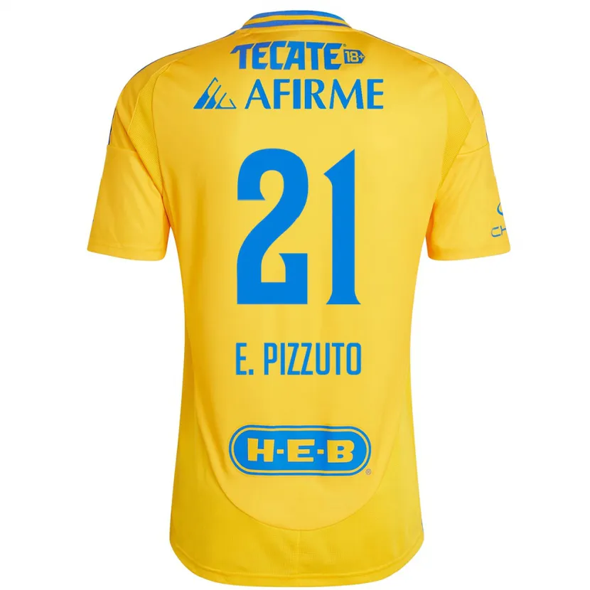 Danxen Enfant Maillot Eugenio Pizzuto #21 Or Jaune Tenues Domicile 2024/25 T-Shirt