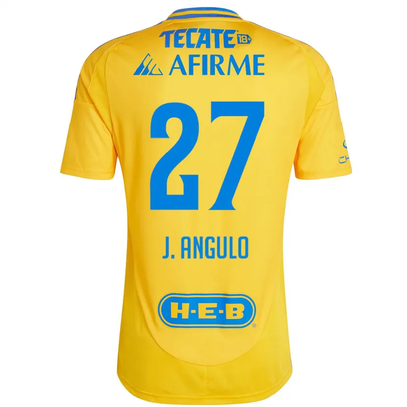 Danxen Enfant Maillot Jesús Angulo #27 Or Jaune Tenues Domicile 2024/25 T-Shirt