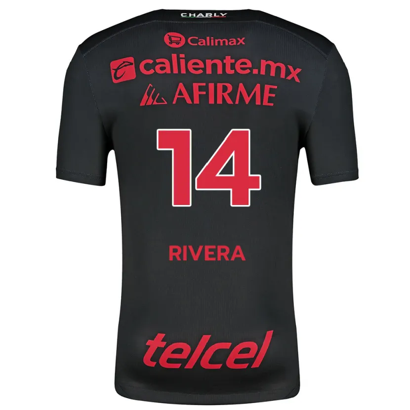 Danxen Enfant Maillot Christian Rivera #14 Noir Rouge Tenues Domicile 2024/25 T-Shirt