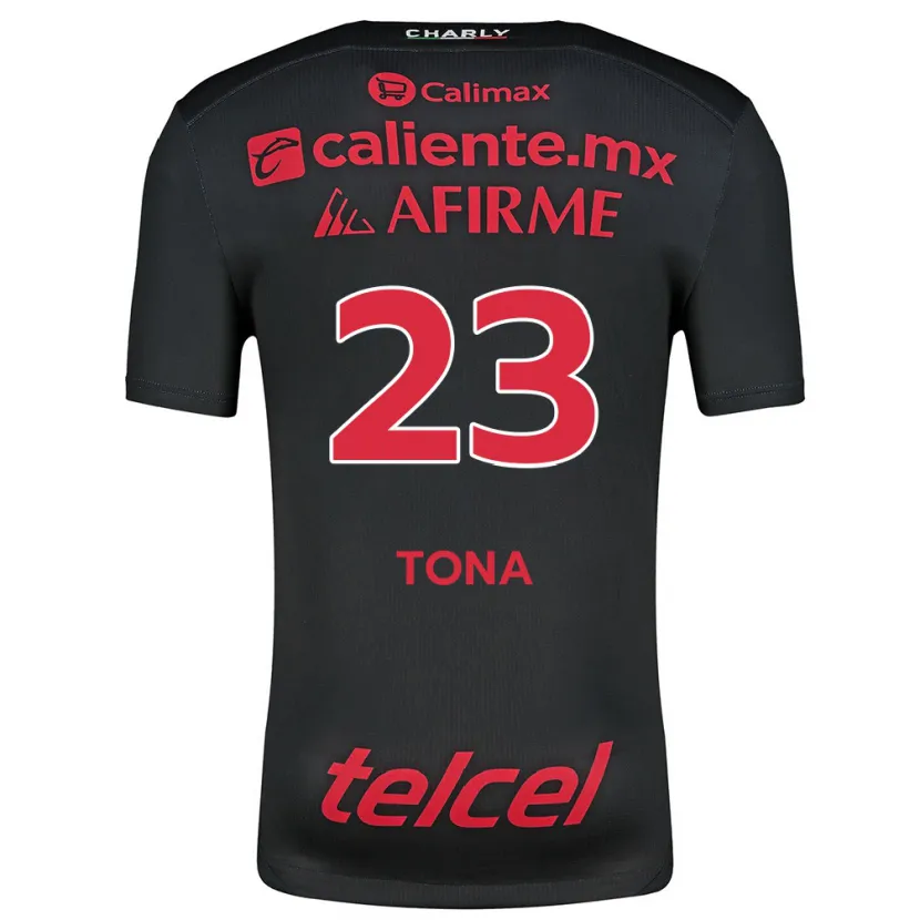 Danxen Enfant Maillot Iván Tona #23 Noir Rouge Tenues Domicile 2024/25 T-Shirt