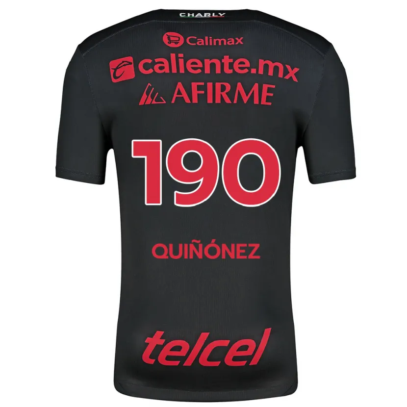 Danxen Enfant Maillot Martín Quiñónez #190 Noir Rouge Tenues Domicile 2024/25 T-Shirt