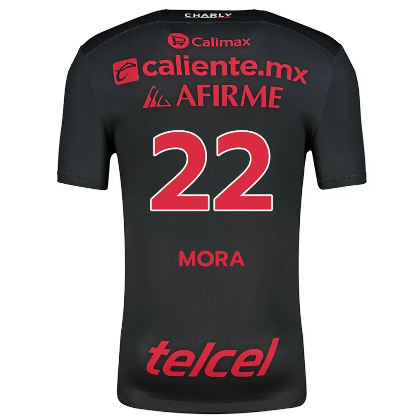 Danxen Enfant Maillot Bianca Mora #22 Noir Rouge Tenues Domicile 2024/25 T-Shirt