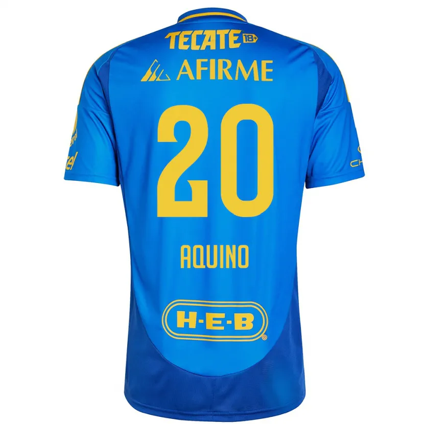 Danxen Enfant Maillot Javier Aquino #20 Bleu Jaune Tenues Extérieur 2024/25 T-Shirt