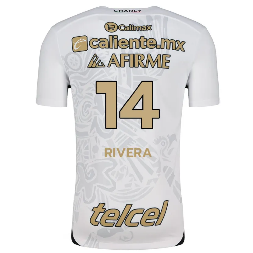 Danxen Enfant Maillot Christian Rivera #14 Blanc Noir Tenues Extérieur 2024/25 T-Shirt