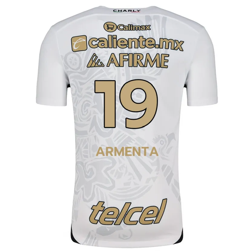 Danxen Enfant Maillot Eduardo Armenta #19 Blanc Noir Tenues Extérieur 2024/25 T-Shirt