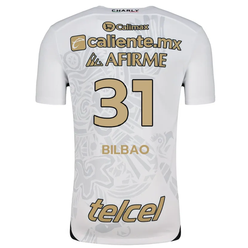 Danxen Enfant Maillot Unai Bilbao #31 Blanc Noir Tenues Extérieur 2024/25 T-Shirt