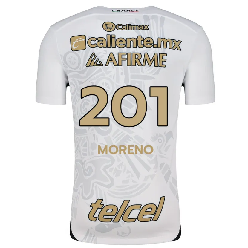 Danxen Enfant Maillot Jesús Moreno #201 Blanc Noir Tenues Extérieur 2024/25 T-Shirt