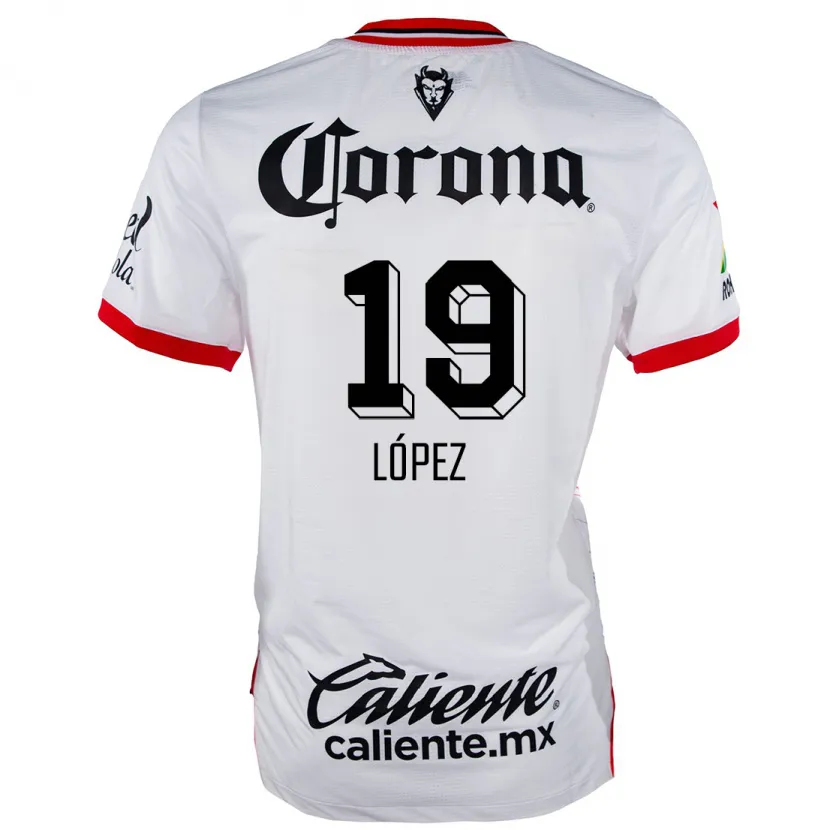 Danxen Enfant Maillot Iván López #19 Blanc Rouge Tenues Extérieur 2024/25 T-Shirt