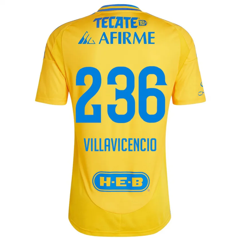 Danxen Homme Maillot Edgar Villavicencio #236 Or Jaune Tenues Domicile 2024/25 T-Shirt