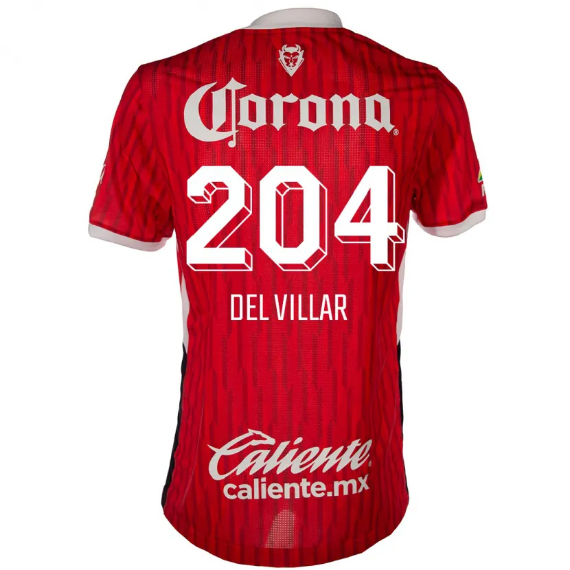 Danxen Homme Maillot Everardo Del Villar #204 Rouge Blanc Tenues Domicile 2024/25 T-Shirt