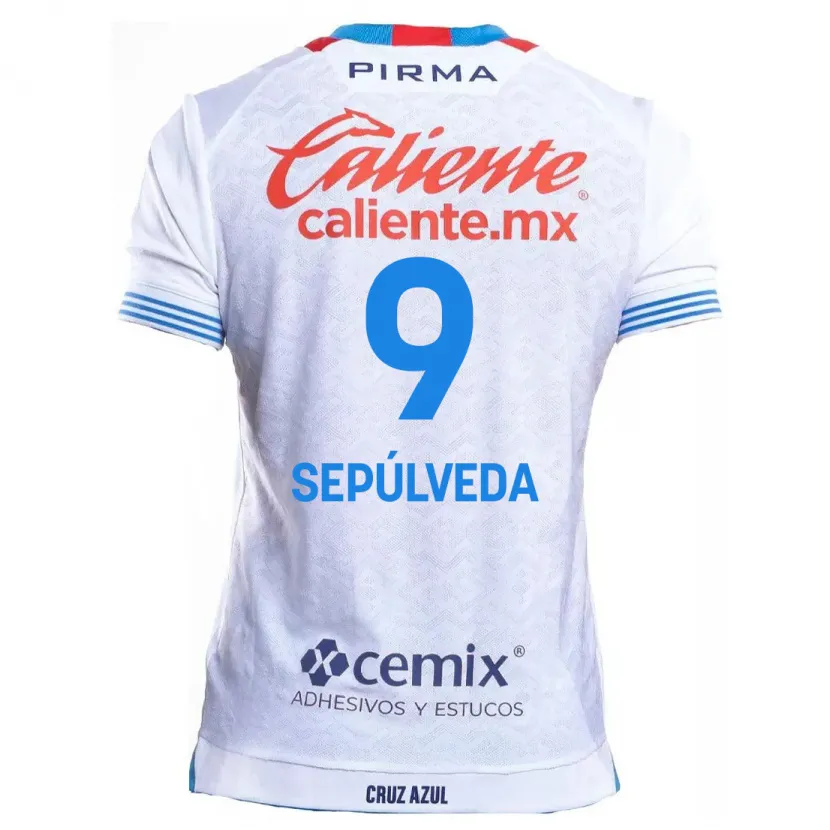 Danxen Homme Maillot Ángel Sepúlveda #9 Blanc Bleu Tenues Extérieur 2024/25 T-Shirt