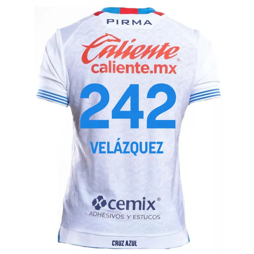 Danxen Homme Maillot Karol Velázquez #242 Blanc Bleu Tenues Extérieur 2024/25 T-Shirt
