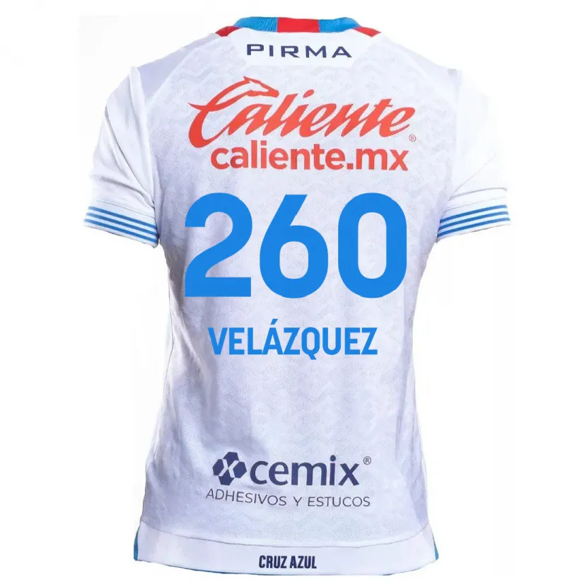 Danxen Homme Maillot Víctor Velázquez #260 Blanc Bleu Tenues Extérieur 2024/25 T-Shirt