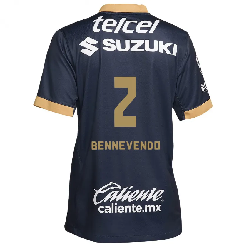 Danxen Homme Maillot Pablo Bennevendo #2 Obsidienne Or Blanc Tenues Extérieur 2024/25 T-Shirt