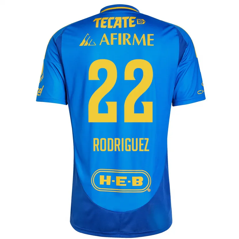 Danxen Homme Maillot Anika Rodriguez #22 Bleu Jaune Tenues Extérieur 2024/25 T-Shirt