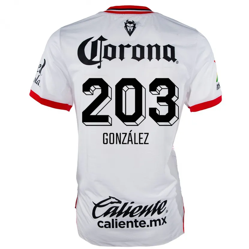 Danxen Homme Maillot Luis González #203 Blanc Rouge Tenues Extérieur 2024/25 T-Shirt