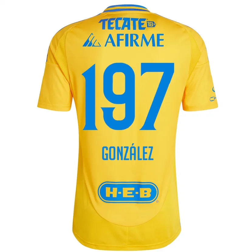 Danxen Femme Maillot Germán González #197 Or Jaune Tenues Domicile 2024/25 T-Shirt
