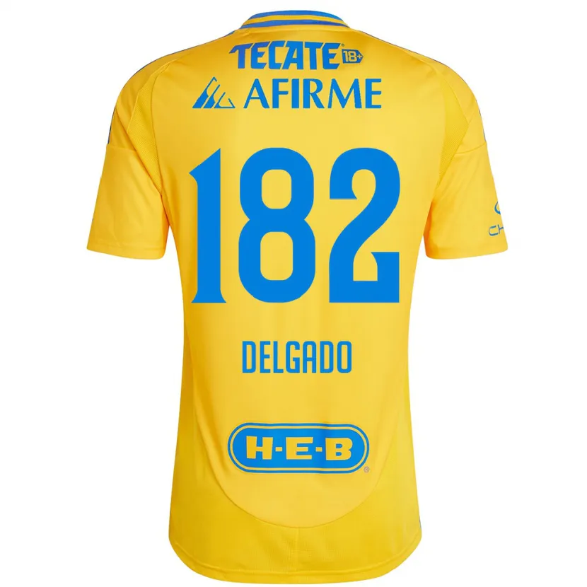 Danxen Femme Maillot Arturo Delgado #182 Or Jaune Tenues Domicile 2024/25 T-Shirt