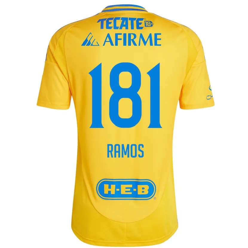 Danxen Femme Maillot Anthony Ramos #181 Or Jaune Tenues Domicile 2024/25 T-Shirt