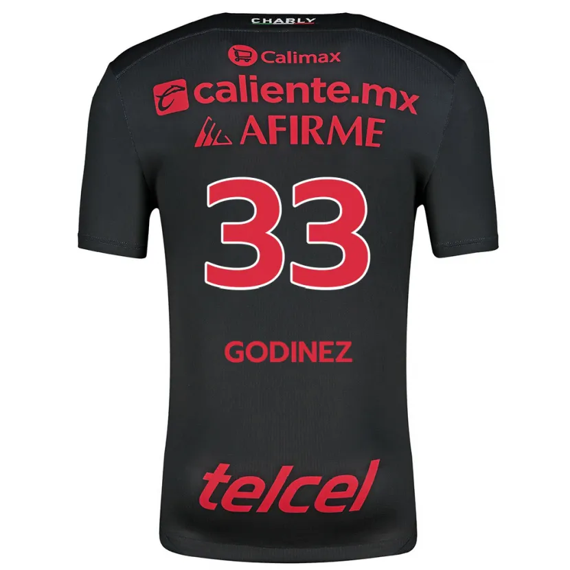 Danxen Femme Maillot Rodrigo Godínez #33 Noir Rouge Tenues Domicile 2024/25 T-Shirt