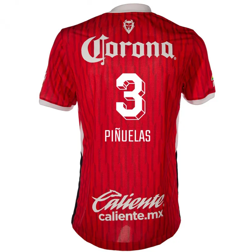 Danxen Femme Maillot Fernando Piñuelas #3 Rouge Blanc Tenues Domicile 2024/25 T-Shirt