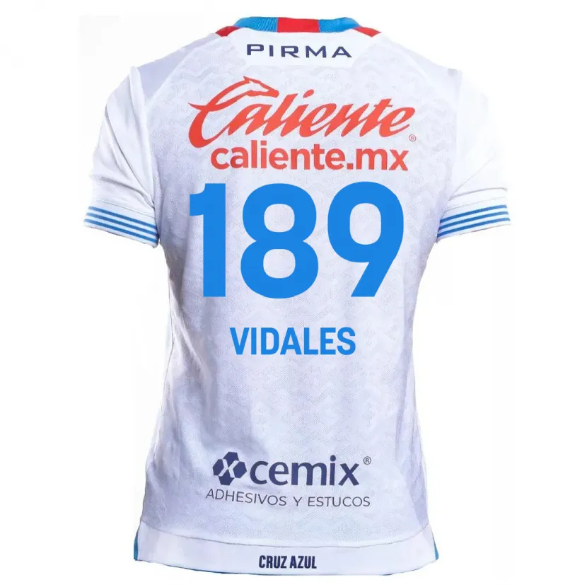 Danxen Femme Maillot Álvaro Vidales #189 Blanc Bleu Tenues Extérieur 2024/25 T-Shirt