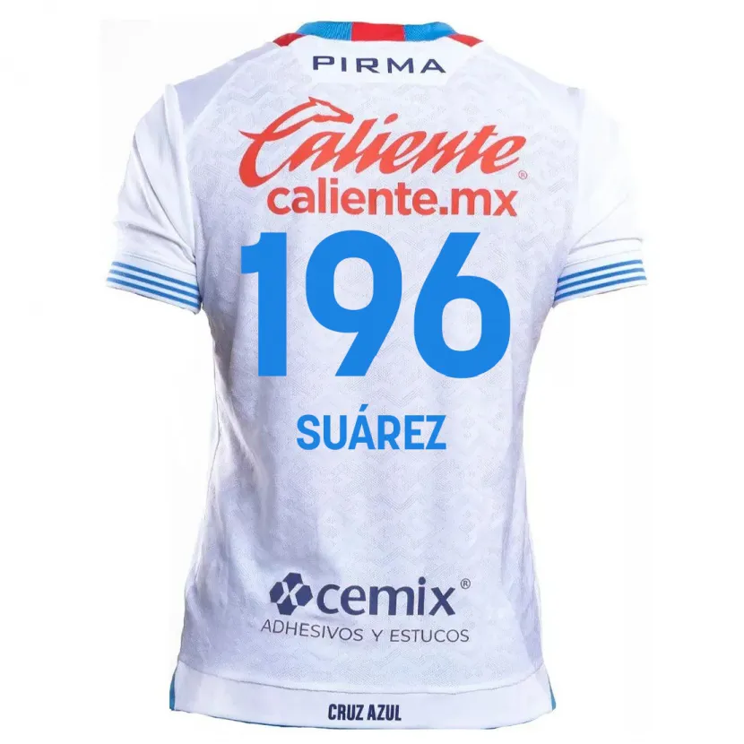 Danxen Femme Maillot Javier Suárez #196 Blanc Bleu Tenues Extérieur 2024/25 T-Shirt