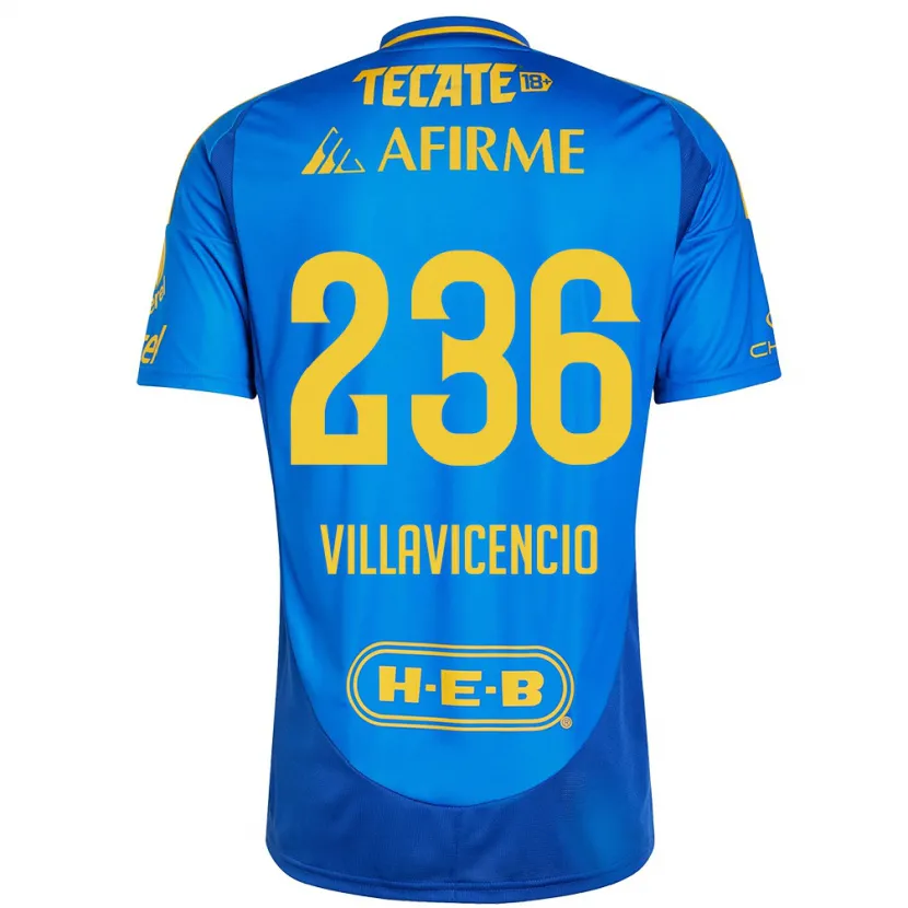 Danxen Femme Maillot Edgar Villavicencio #236 Bleu Jaune Tenues Extérieur 2024/25 T-Shirt