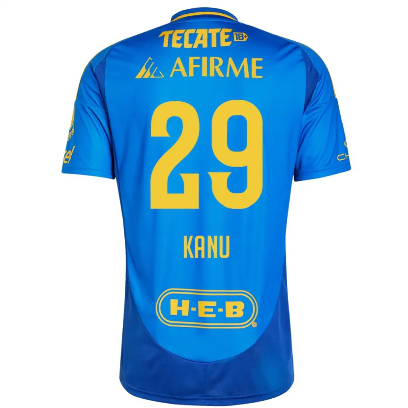 Danxen Femme Maillot Uchenna Kanu #29 Bleu Jaune Tenues Extérieur 2024/25 T-Shirt
